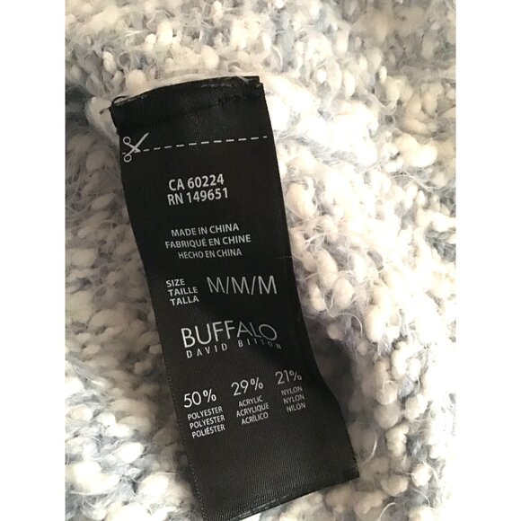 BUFFALO- WOMENS KNIT BLUE-GREY/WHITE CREW NECK LONG SLEEVE SWEATER SIZE MEDIUM - Picture 7 of 7